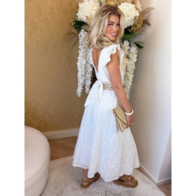 JAIMY Veerle open back broderie dress white