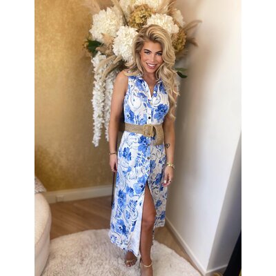 JAIMY Odette travel floral print dress royal blue