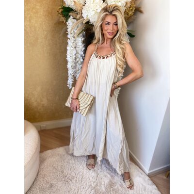 JAIMY Puck chain maxi dress beige