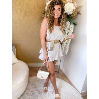 JAIMY Julietta ruffle mousseline playsuit beige