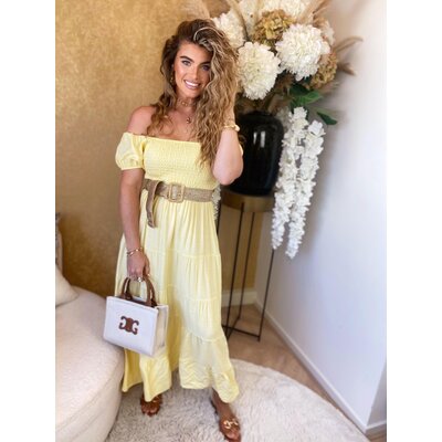 JAIMY Gaby offshoulder maxi dress butter yellow