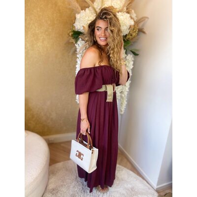 JAIMY Lilo linnen off shoulder dress bordeaux