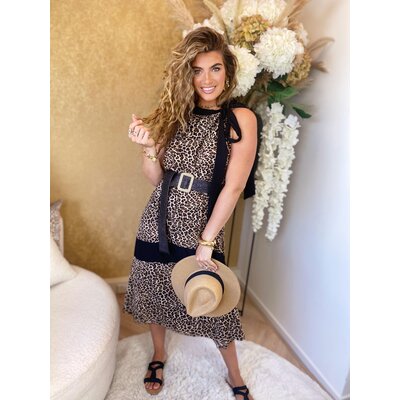 JAIMY Paulien leopard bow  dress black