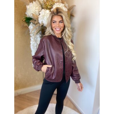 JAIMY Niro braided vegan leather bomber bordeaux