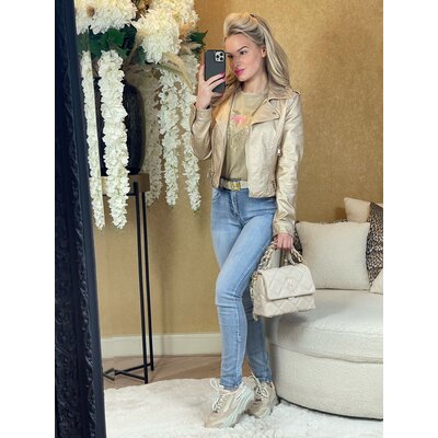 JAIMY Vegas vegan biker jacket gold