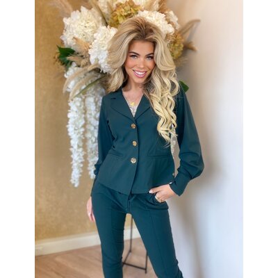 JAIMY Sharlene travel balloon sleeve blazer velvet green