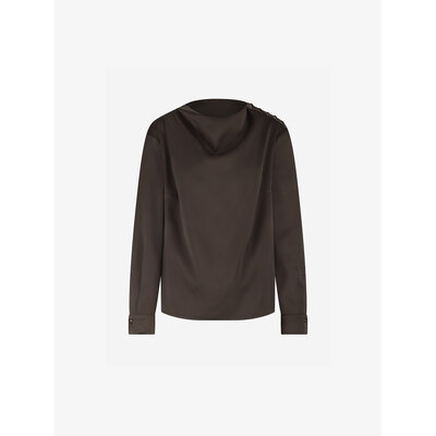 FIFTH HOUSE Joline high collar blouse chocolate martini