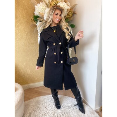 JAIMY Ella belted mantel coat black