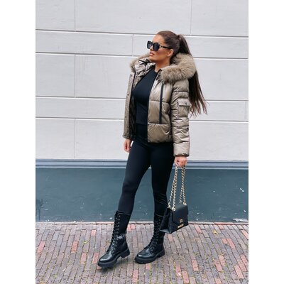 JAIMY Josje metallic winterjacket bronze