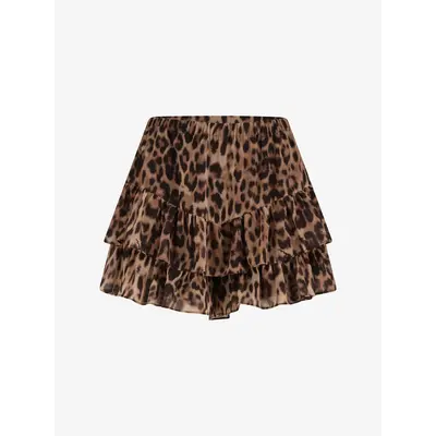 NIKKIE Leopard skort toffee