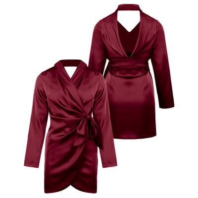 JAIMY Sarah satin blazer dress bordeaux