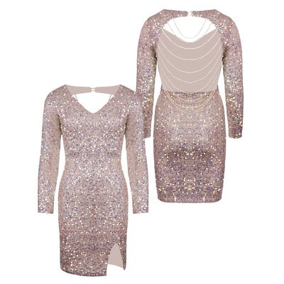 JAIMY Emery open back sequin dress light pink