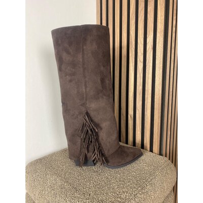 JAIMY Sofia suedine fringe boots brown