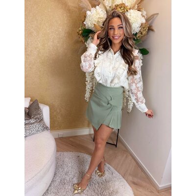 JAIMY Elise lace ruffle blouse creme