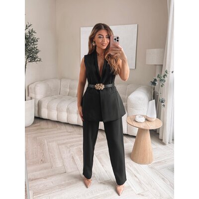 JAIMY Essential Straight Pants Black