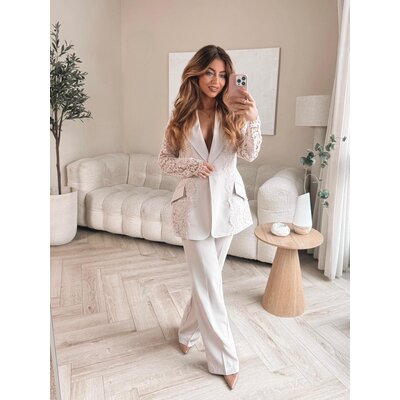 JAIMY Limited Lace & Tailor blazer creme