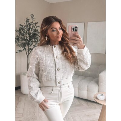 JAIMY Luna tweed bomber creme