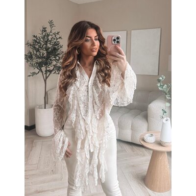 JAIMY Elsemieke diamond blouse beige