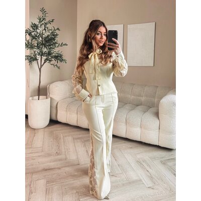 JAIMY Side-lace tailored blazer butter yellow