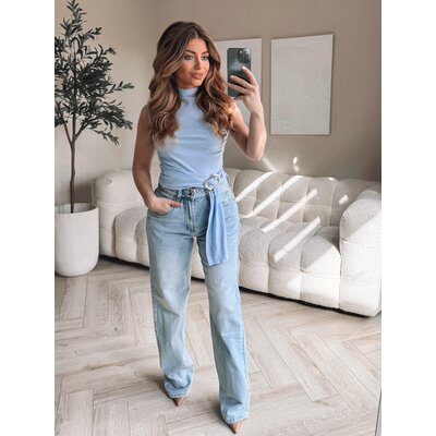 JAIMY Sleeveless stretch col top powder blue