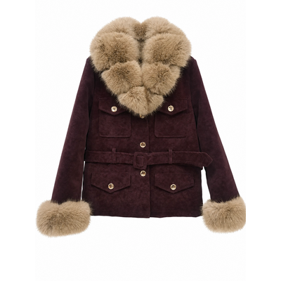 JAIMY Liselotte faux fur suédine jacket bordeaux