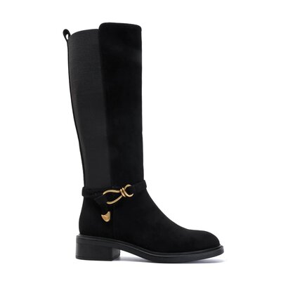 JAIMY The golden suedine flat boots black