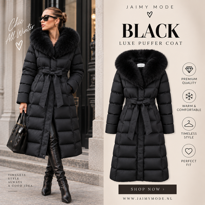 JAIMY Vilo belted faux fur jacket black
