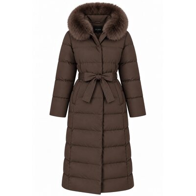 JAIMY Berend faux fur puffer jacket chocolate