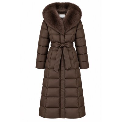 JAIMY Vilo belted faux fur jacket chocolate