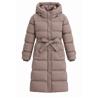 JAIMY Khloe belted puffer jacket taupe