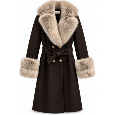 JAIMY Amelie faux fur mantel coat chocolate