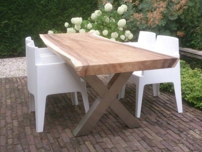 Metalen tafel poot X - RVS (per set)