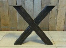 Metalen tafel poot X - rustiek zwart (per set)