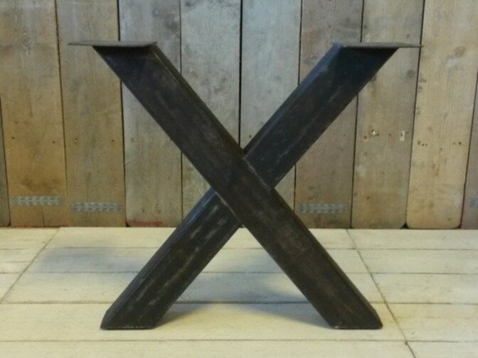 Metalen tafel poot X - rustiek zwart (per set)