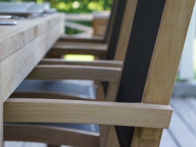 Teak tuinstoel Torino Batyline Zwart