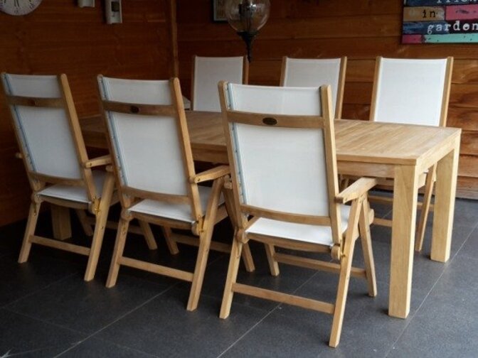 Teak tuinstoel Genova Batyline Creme