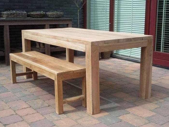 COSTWAY Gartenbank wetterfest, 2-Sitzer Sitzbank ohne Rückenlehne, Holzbank bis 150 kg belastbar, Parkbank aus Massivholz, Balkonbank, Bank für
