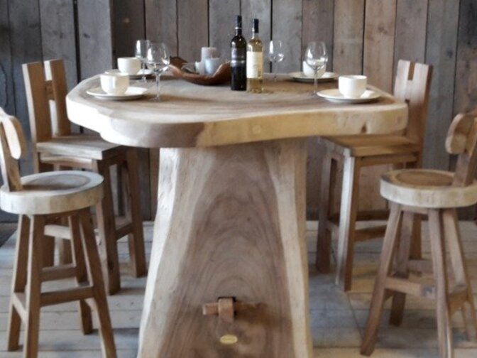 Bartafel boomstamtafel rond - A-poot