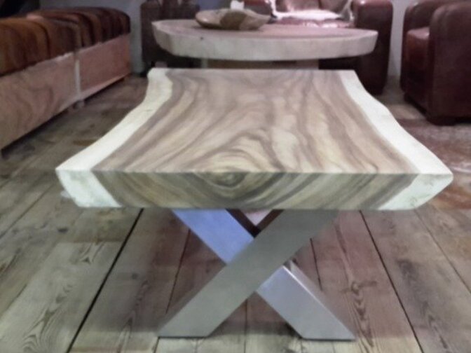 Metalen poot X salontafel - RVS (per set)