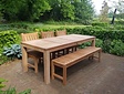 Teak tuinset tafel 215 + tuinbank + 3 stoelen