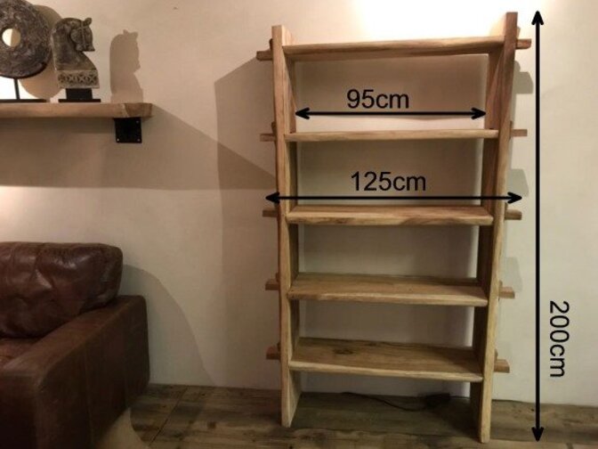 Boomstam boekenkast 125x200x40cm