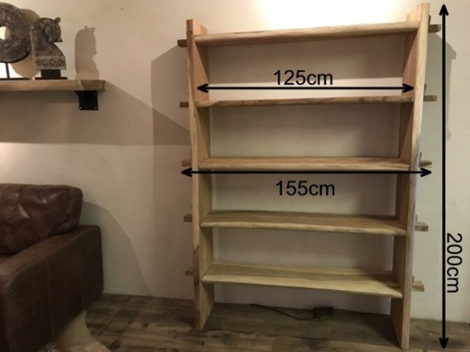 Boomstam boekenkast 155x200x40cm
