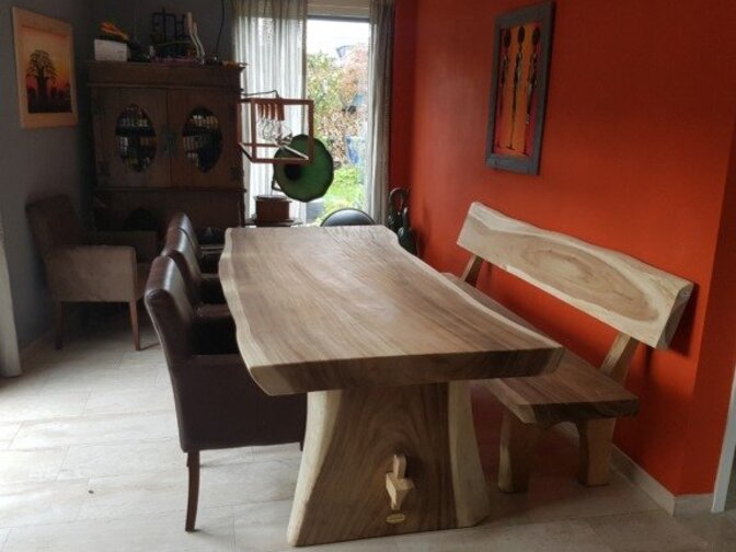 Boomstambank met rugleuning 240cm