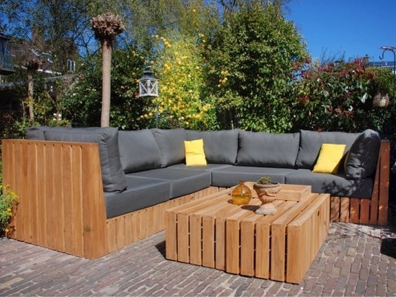 Loungeset teakhout Capri 5-modules tafels - Meubelen