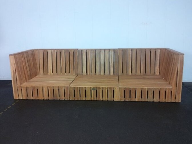 Loungeset teakhout Capri 3-modules met tafel