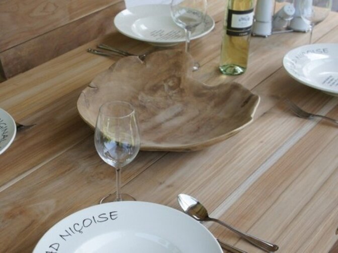 Dunne teakhouten schaal 40cm