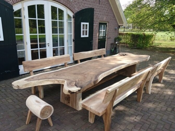 Boomstambank met rugleuning 240cm