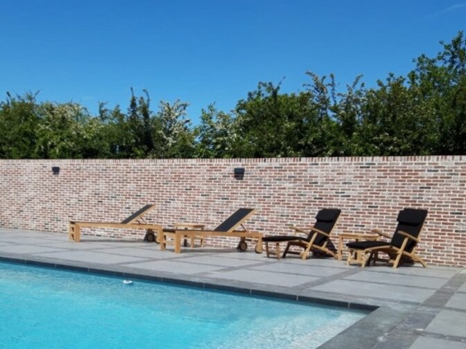 Teak ligbed Trento met Batyline Zwart