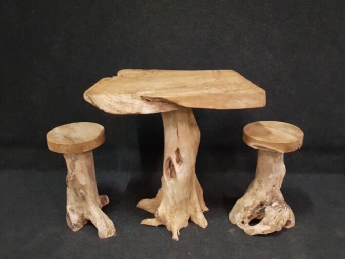 Teak barkruk rustiek - 75cm