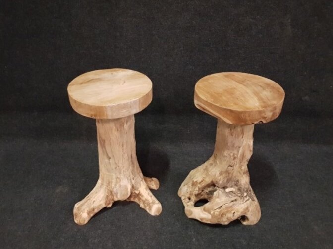 Teak barkruk rustiek - 75cm